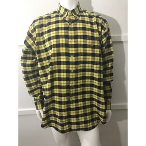 Lauren Ralph Lauren Yellow Navy Plaid Button Down Shirt Logo Embroidered XL